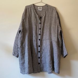 FLAX striped grid pattern plaid tunic